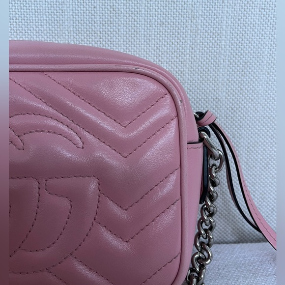 Gucci GG Matelassé Marmont Mini Shoulder Bag in Pink with Silver (RARE COLOR) - Picture 13 of 13